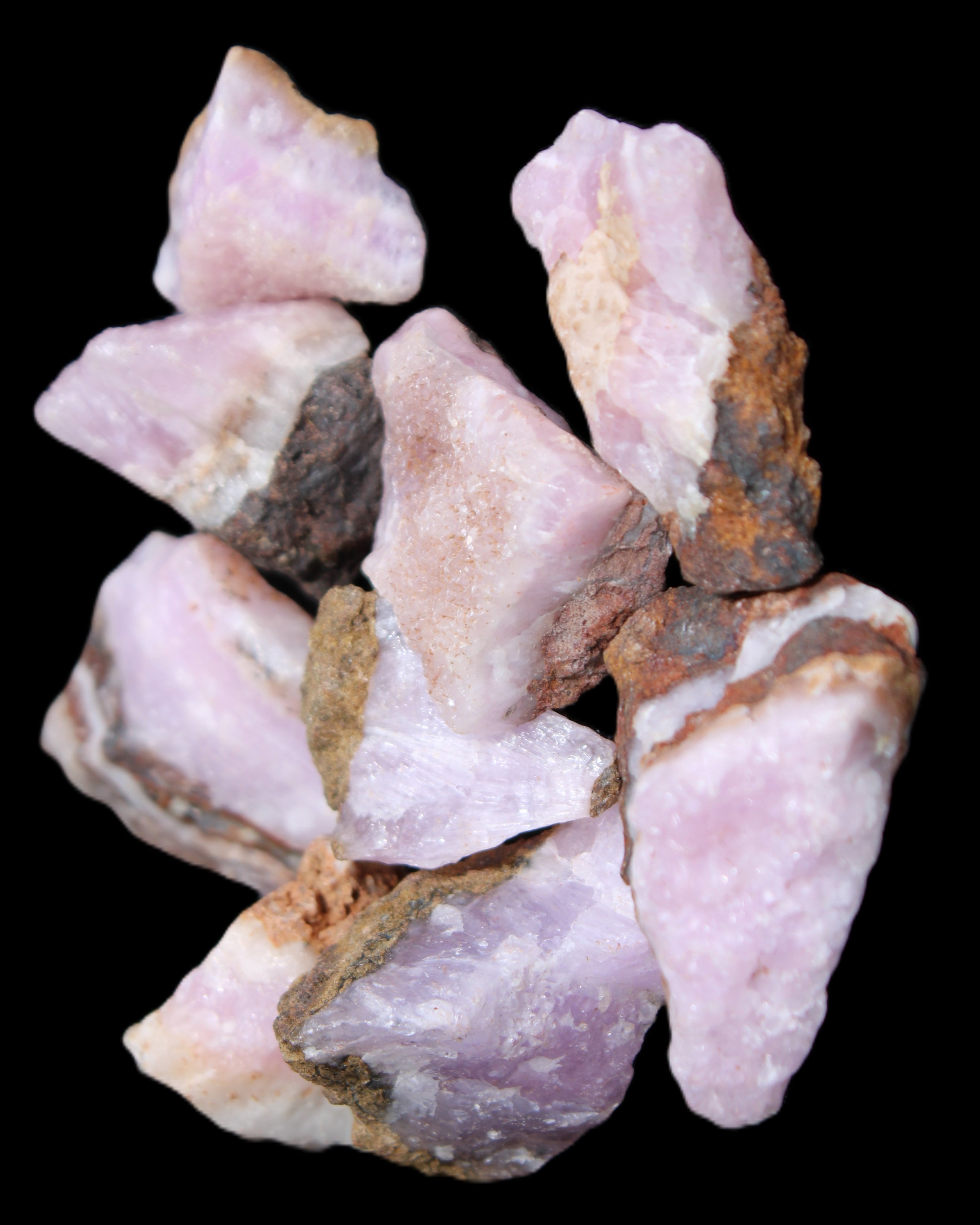 Pink Aragonite 9 small stones 23-35mm 77g in UV light - Rocks and Things Store
