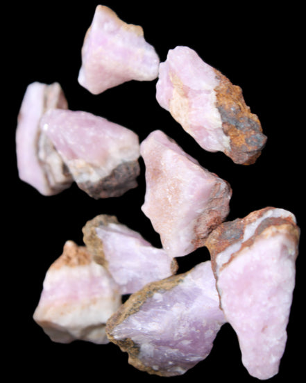 Pink Aragonite 9 small stones 23-35mm 77g in UV light - Rocks and Things Store