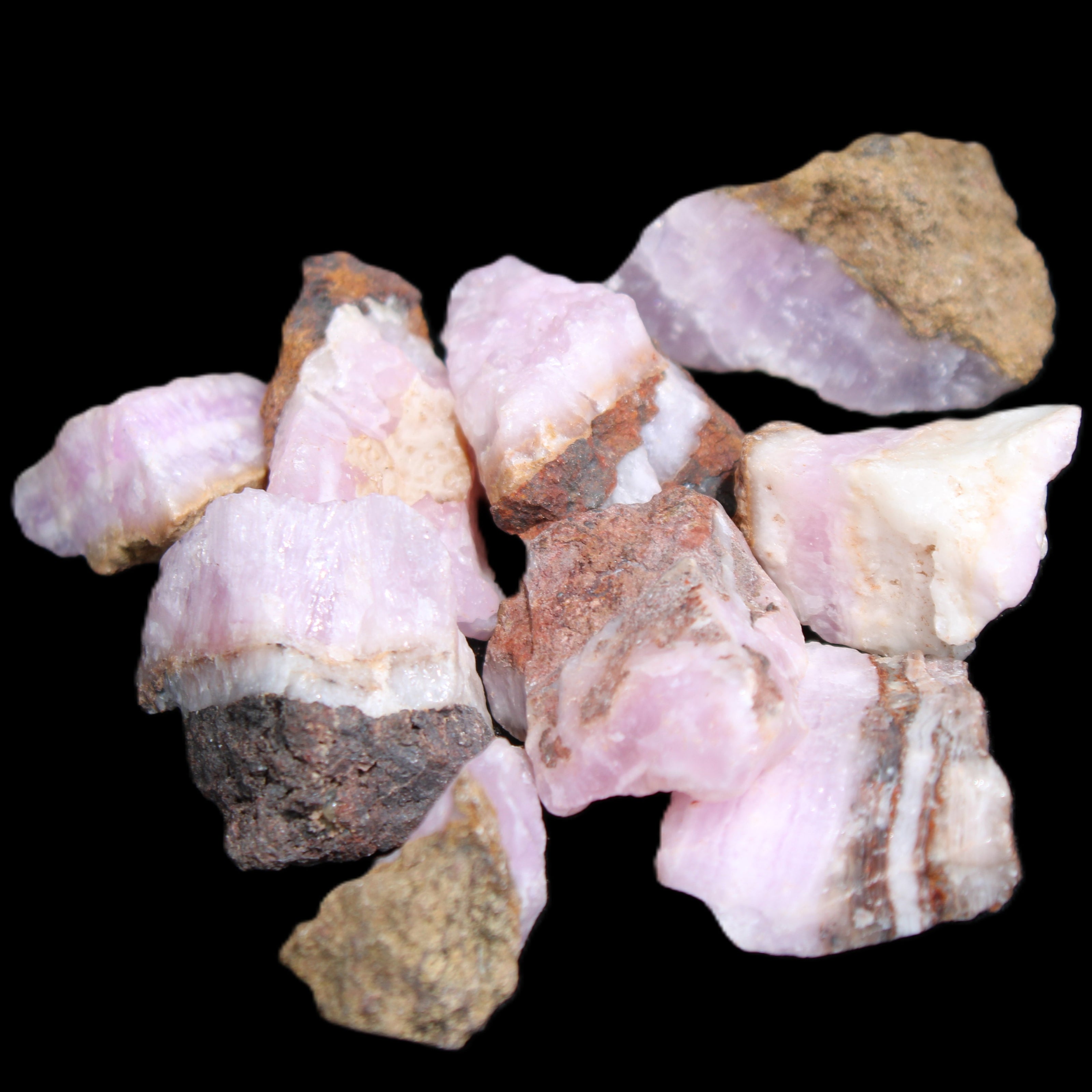 Pink Aragonite 9 small stones 23-35mm 77g in UV light - Rocks and Things Store