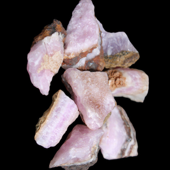 Pink Aragonite 9 small stones 23-35mm 77g in UV light - Rocks and Things Store