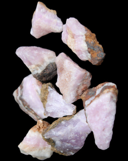 Pink Aragonite 9 small stones 23-35mm 77g in UV light - Rocks and Things Store