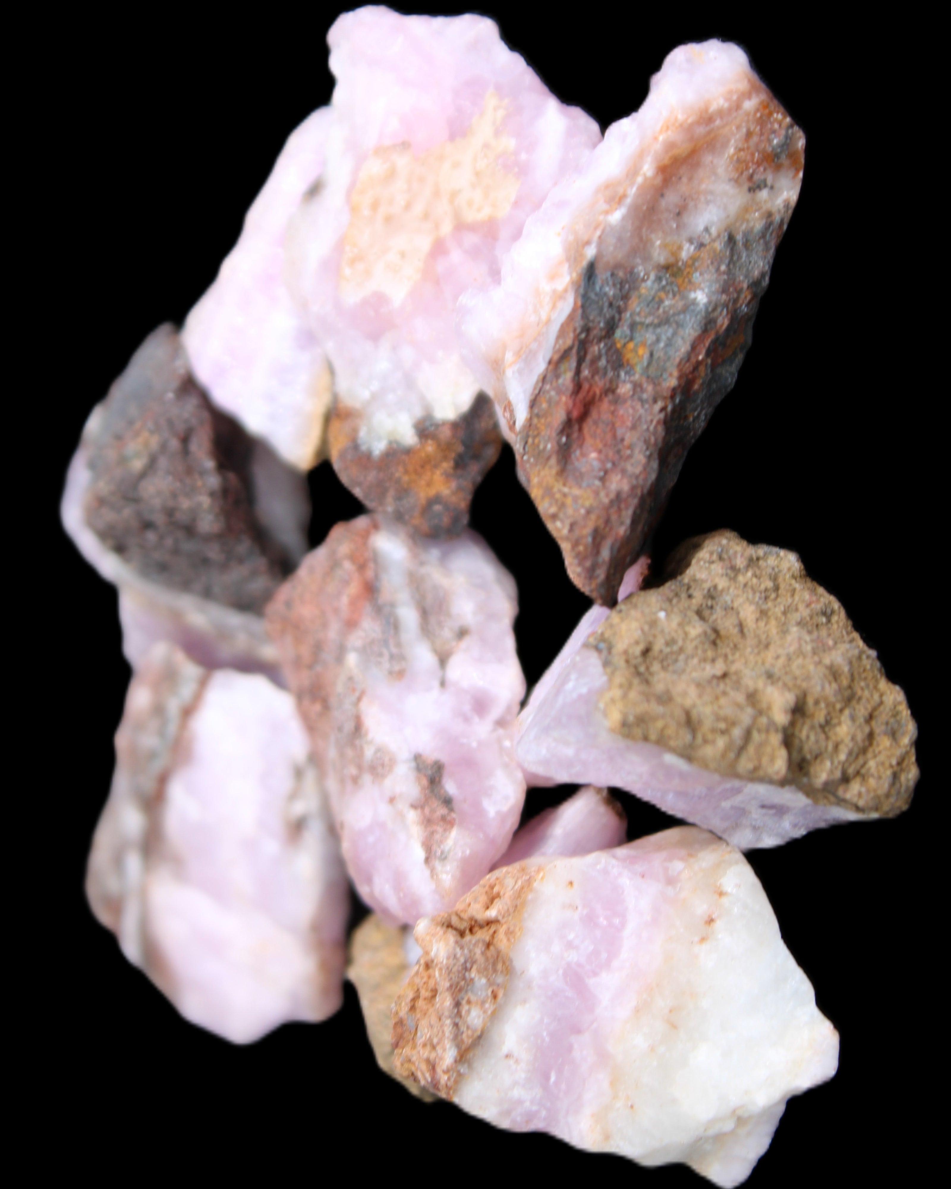 Pink Aragonite 9 small stones 23-35mm 77g in UV light - Rocks and Things Store