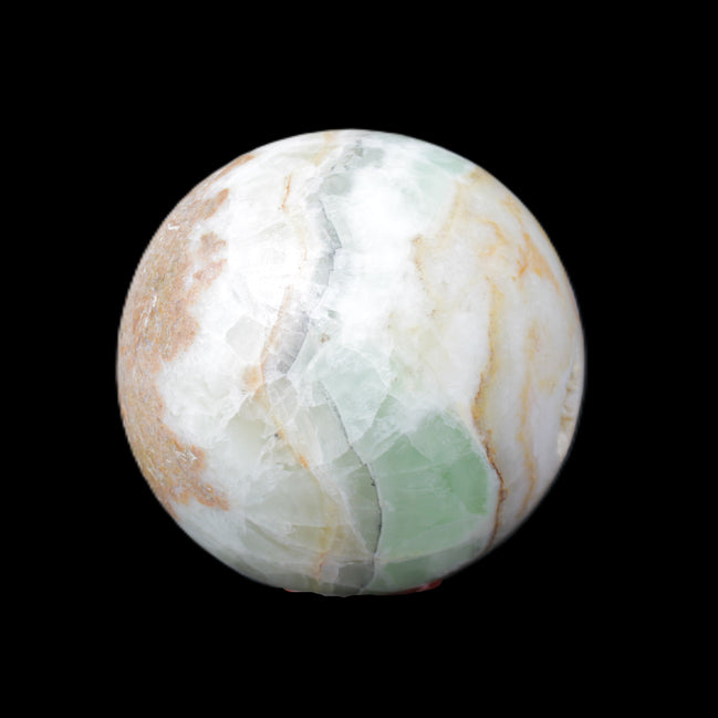 Orange, Lime and Lemon Aragonite sphere 648g in sunlight - Rocks and Things Store