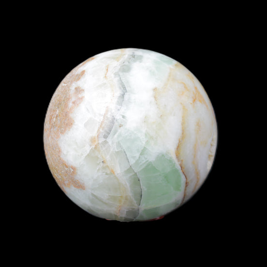 Orange, Lime and Lemon Aragonite sphere 648g in sunlight - Rocks and Things Store