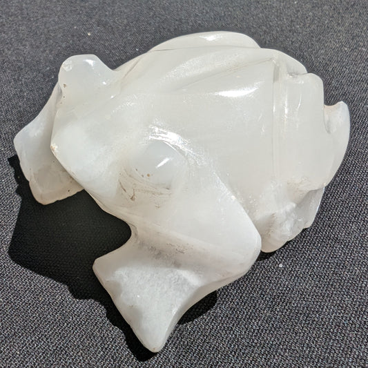 White Calcite hand-carved Frog 222g