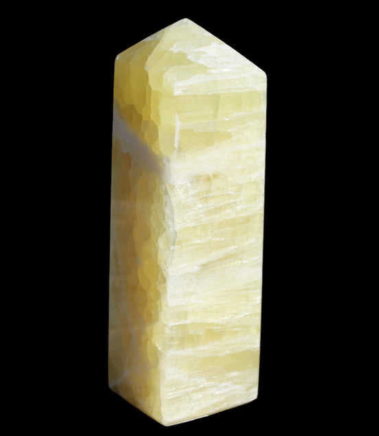Lemon Calcite obelisk 543g in sunlight - Rocks and Things Store