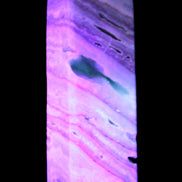 Aqua Blue Caribbean Calcite obelisk 292g in UV light - Rocks and Things Store