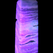 Aqua Blue Caribbean Calcite obelisk 292g in UV light - Rocks and Things Store