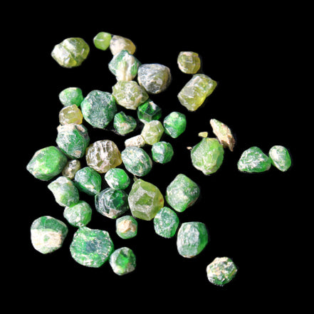 Green Garnets from Pakistan approx. 20-60 tiny crystals 10g in sunlight - Rocks and Things Store