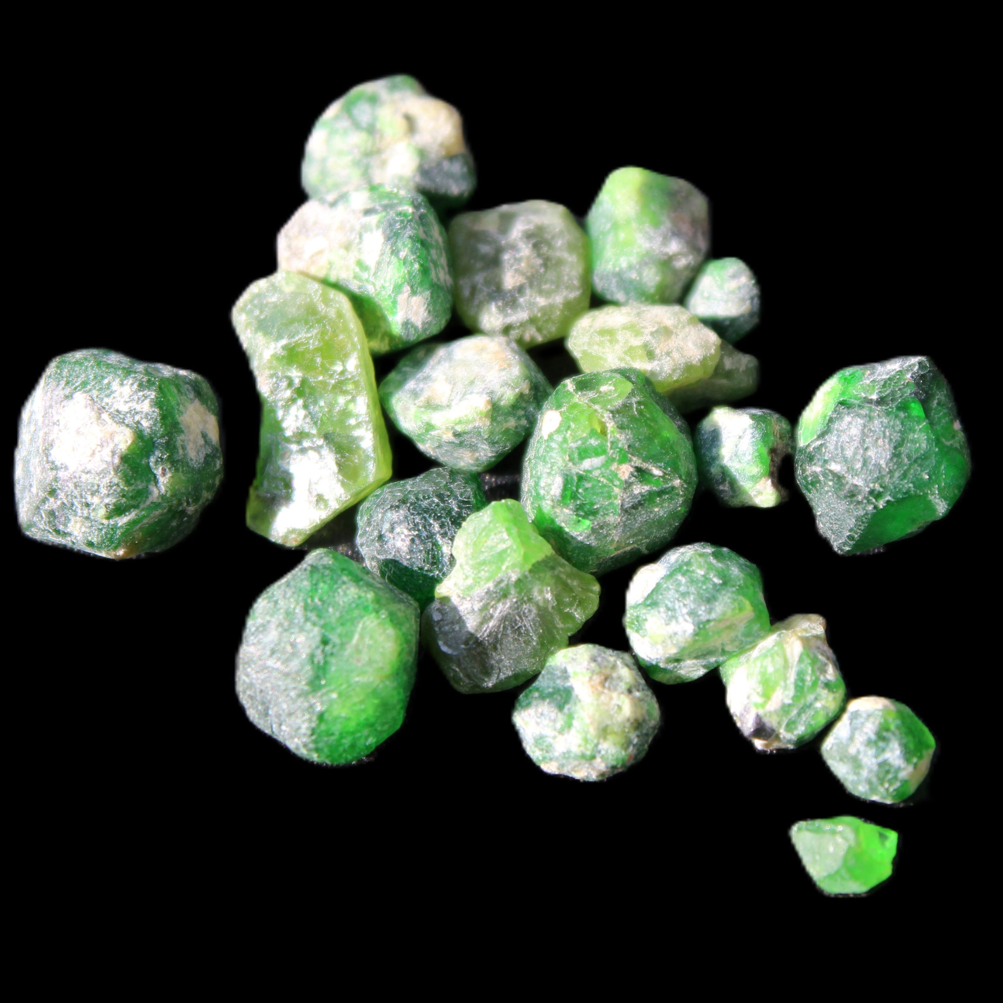 Green Garnets from Pakistan approx. 20-60 tiny crystals 10g in sunlight - Rocks and Things Store