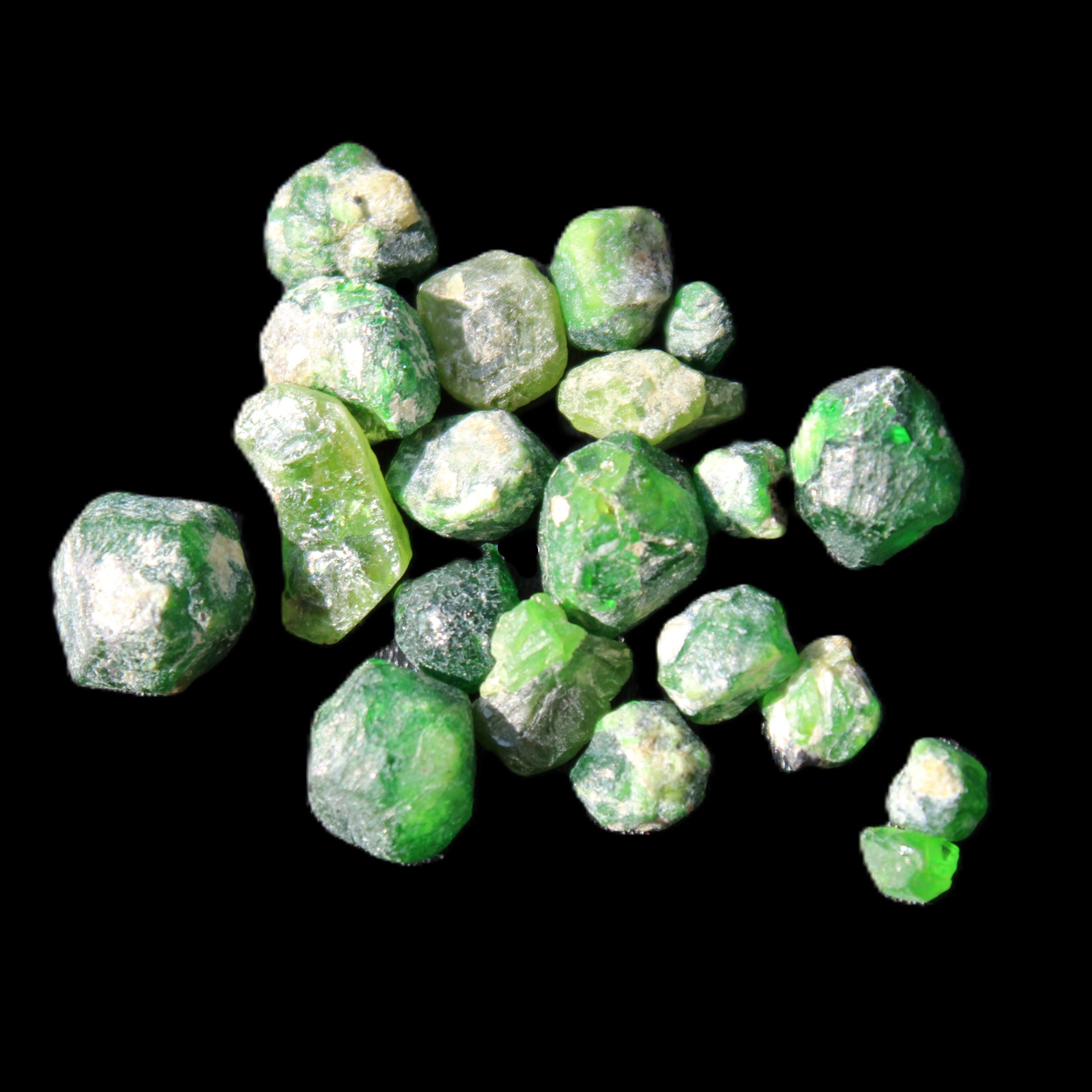 Green Garnets from Pakistan approx. 20-60 tiny crystals 10g in sunlight - Rocks and Things Store