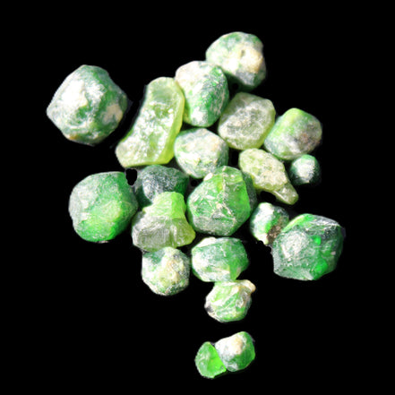 Green Garnets from Pakistan approx. 20-60 tiny crystals 10g in sunlight - Rocks and Things Store