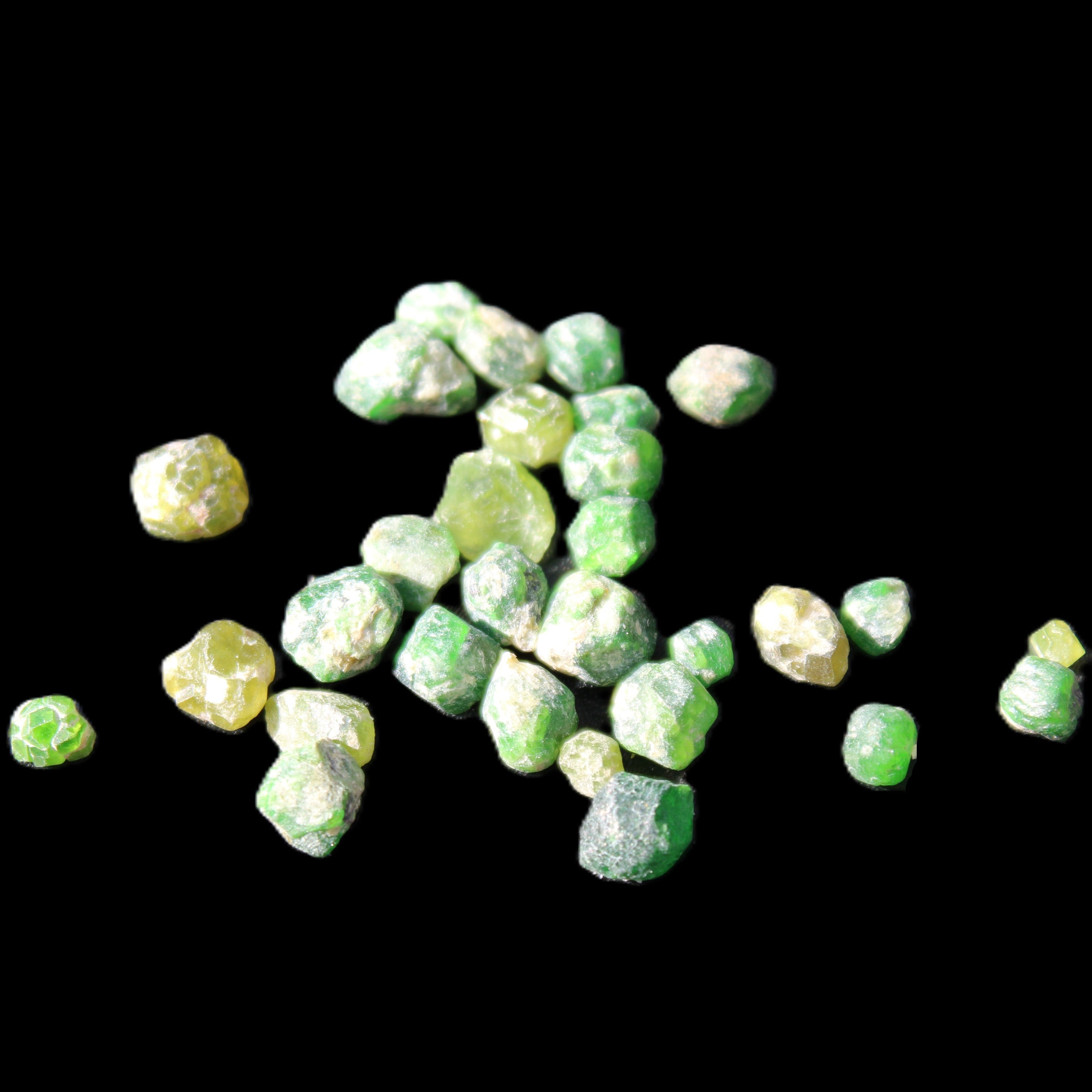 Green Garnets from Pakistan approx. 20-60 tiny crystals 10g in sunlight - Rocks and Things Store