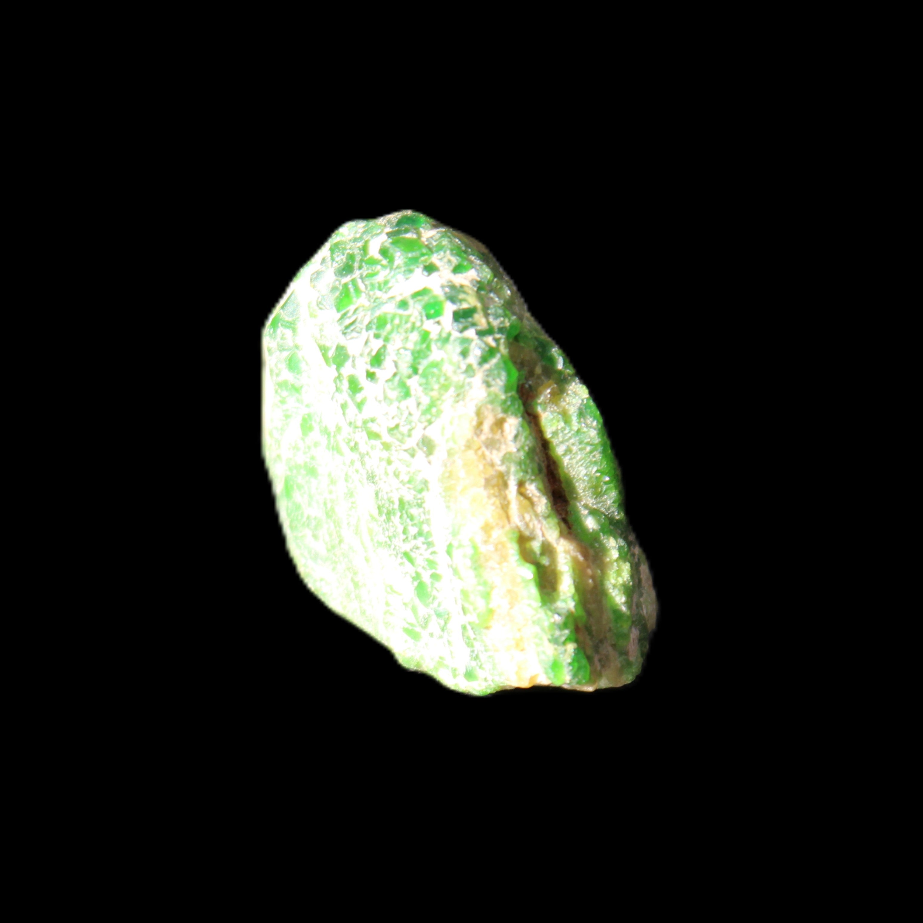 Green Garnet from Pakistan 20*22*15mm crystal 14.6g in sunlight - Rocks and Things Store