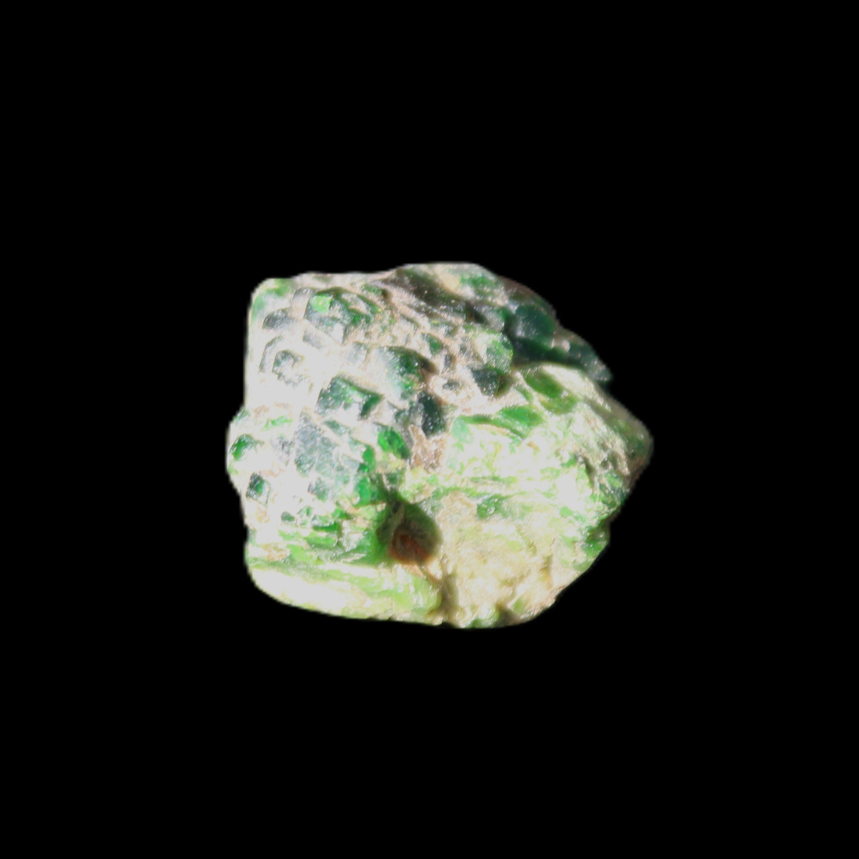 Green Garnet from Pakistan 19*21*14mm crystal 13.3g in sunlight - Rocks and Things Store