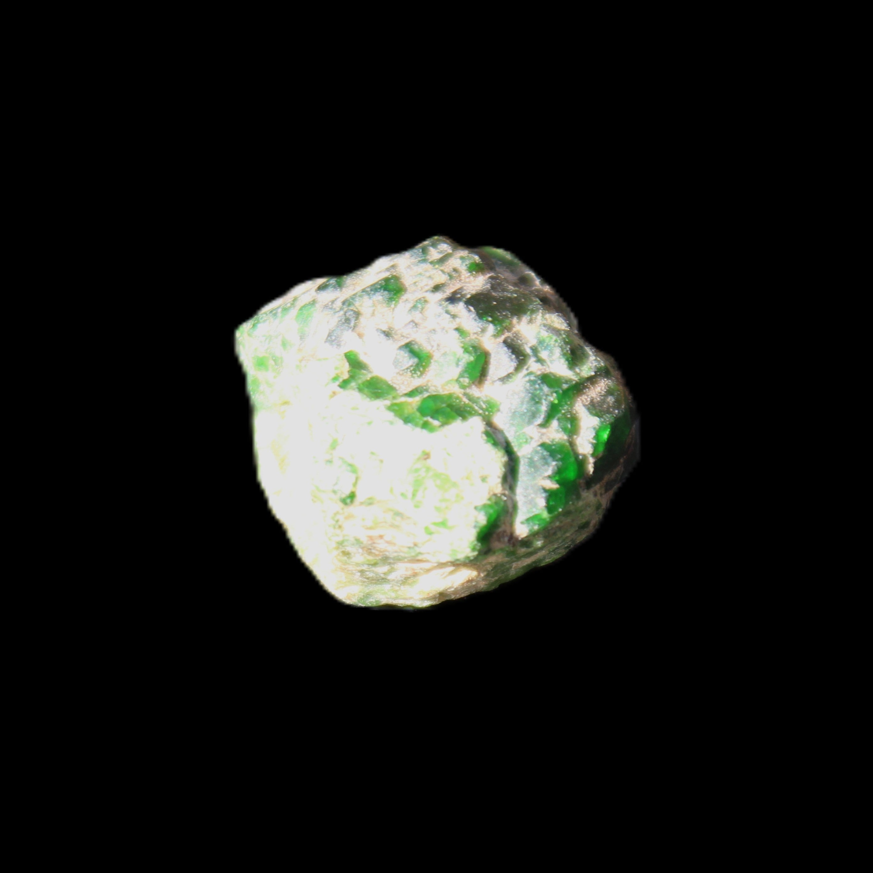 Green Garnet from Pakistan 19*21*14mm crystal 13.3g in sunlight - Rocks and Things Store