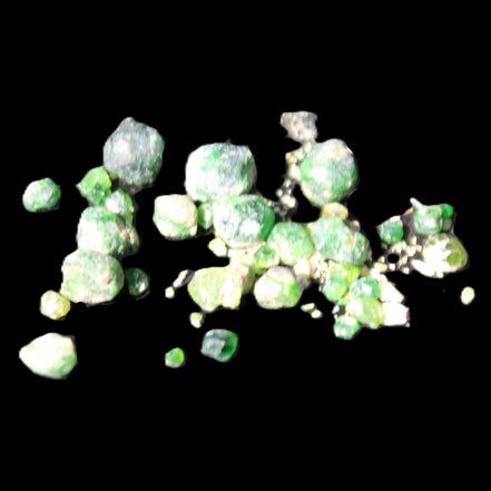 Green Garnet from Pakistan 26 tiny crystals 6.9g in sunlight - Rocks and Things Store