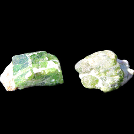 Green Garnet from Pakistan 2 crystals 20mm 12.1g in sunlight - Rocks and Things Store