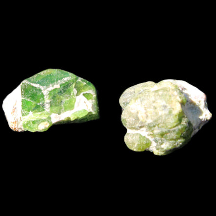 Green Garnet from Pakistan 2 crystals 20mm 12.1g in sunlight - Rocks and Things Store