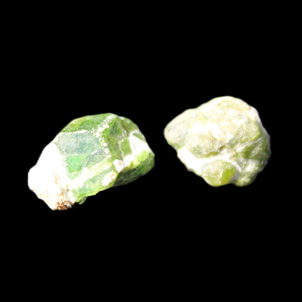 Green Garnet from Pakistan 2 crystals 20mm 12.1g in sunlight - Rocks and Things Store