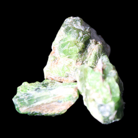Green Garnet from Pakistan 3 crystals 20/15mm 12.6g in sunlight - Rocks and Things Store