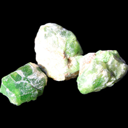 Green Garnet from Pakistan 3 crystals 20/15mm 12.6g in sunlight - Rocks and Things Store