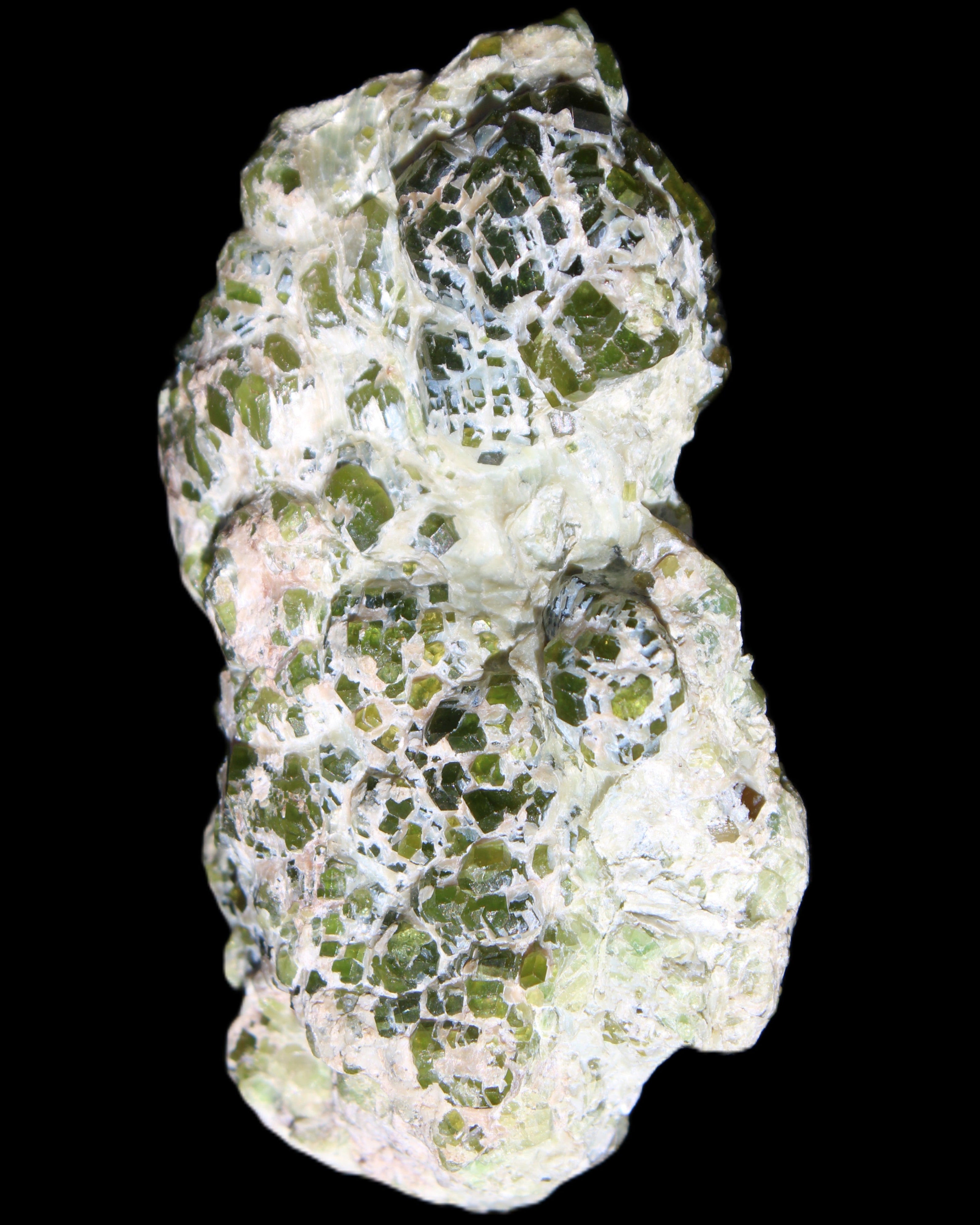 Green Garnet from Pakistan crystal cluster 67*35*25mm 89g in sunlight - Rocks and Things Store
