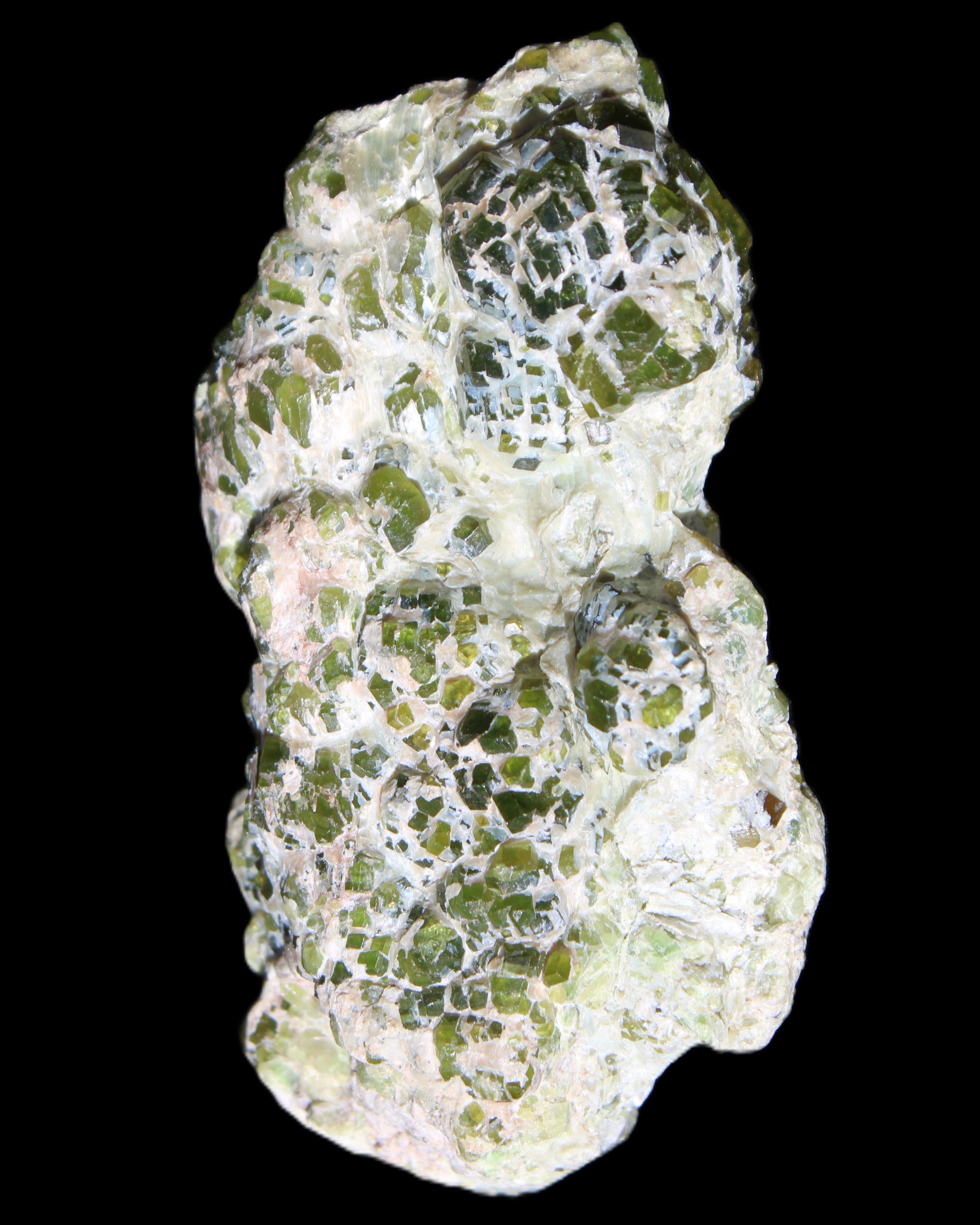 Green Garnet from Pakistan crystal cluster 67*35*25mm 89g in sunlight - Rocks and Things Store