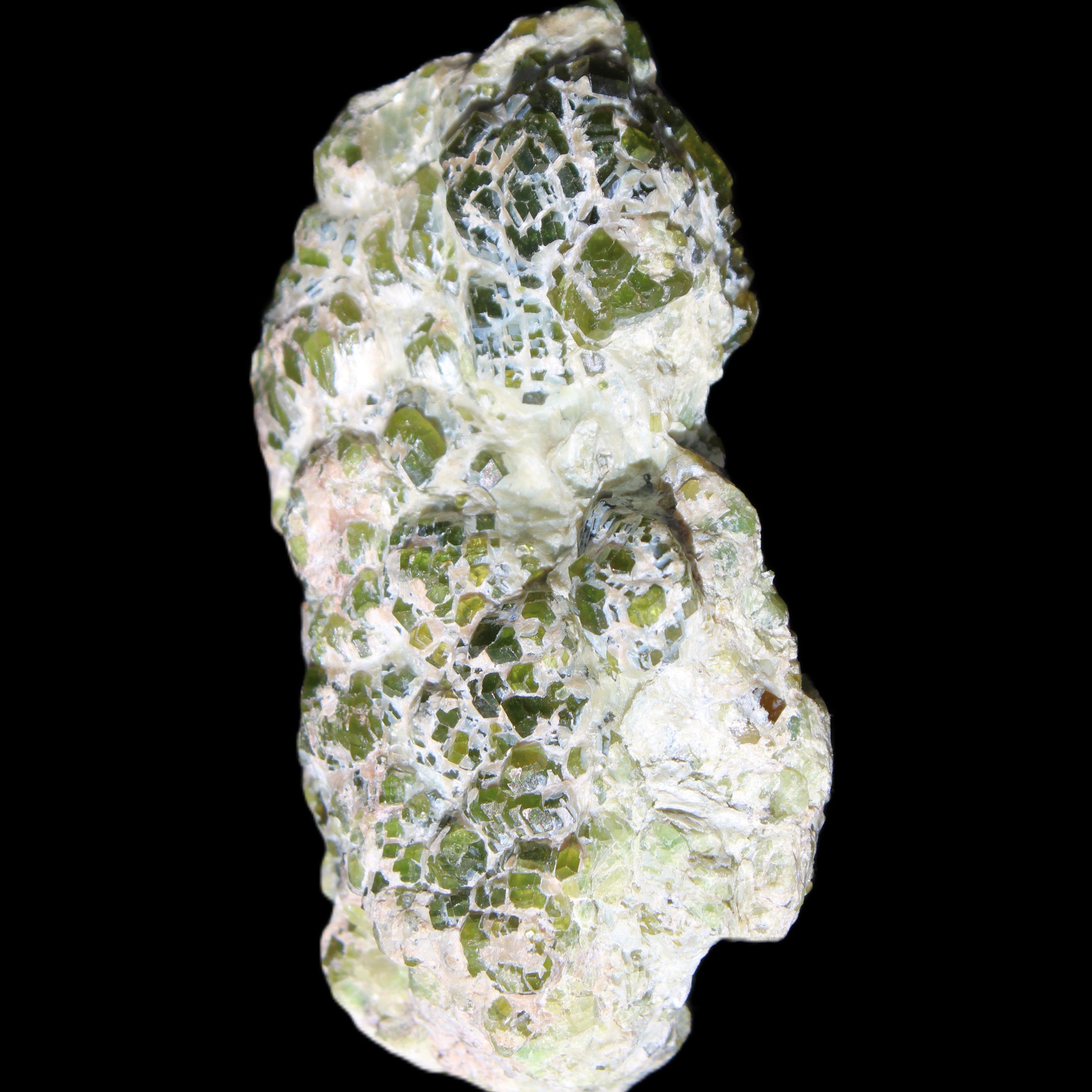 Green Garnet from Pakistan crystal cluster 67*35*25mm 89g in sunlight - Rocks and Things Store