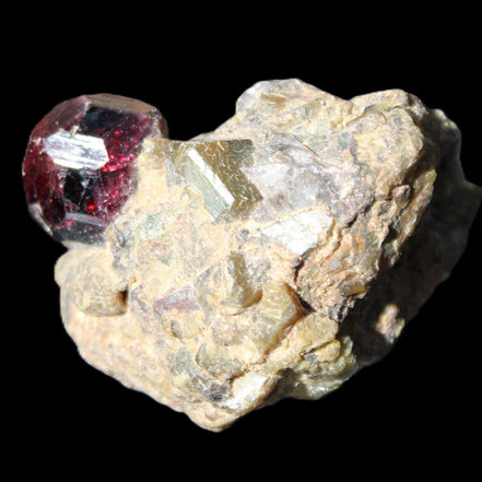 Red with Green Garnet cluster from Pakistan crystal cluster 45*38*45mm 97g in sunlight - Rocks and Things Store