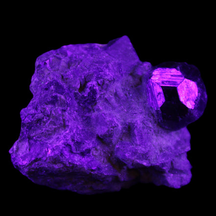 Red with Green Garnet cluster from Pakistan crystal cluster 45*38*45mm 97g in UV light - Rocks and Things Store