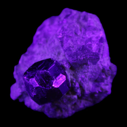 Red with Green Garnet cluster from Pakistan crystal cluster 45*38*45mm 97g in UV light - Rocks and Things Store
