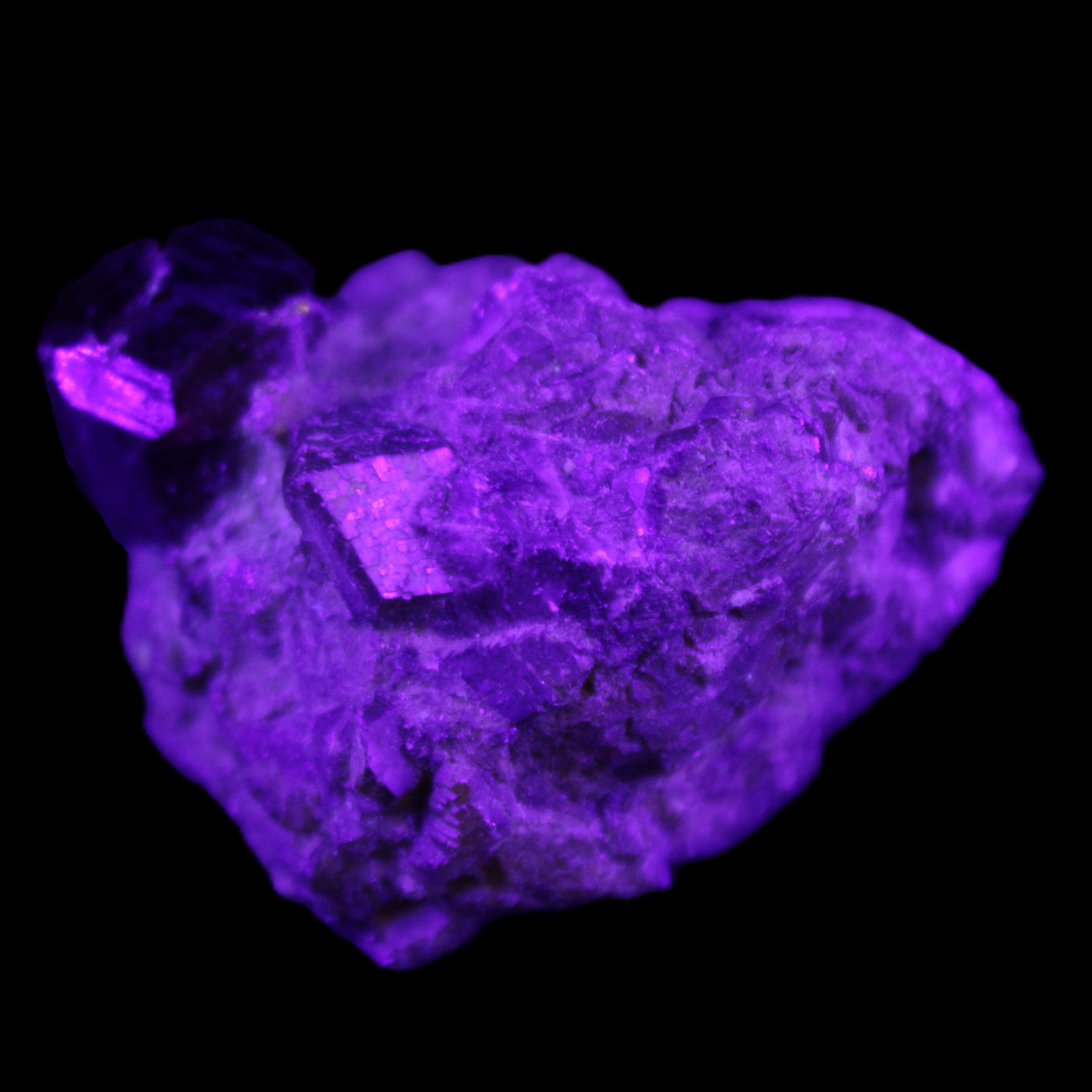 Red with Green Garnet cluster from Pakistan crystal cluster 45*38*45mm 97g in UV light - Rocks and Things Store