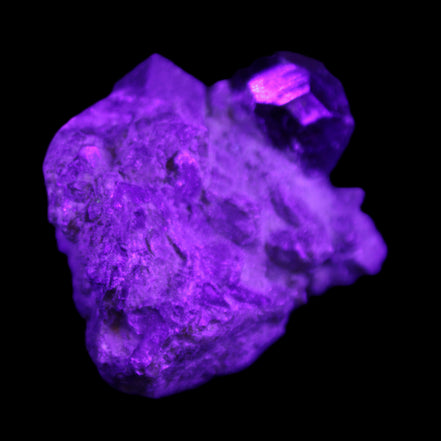Red with Green Garnet cluster from Pakistan crystal cluster 45*38*45mm 97g in UV light - Rocks and Things Store
