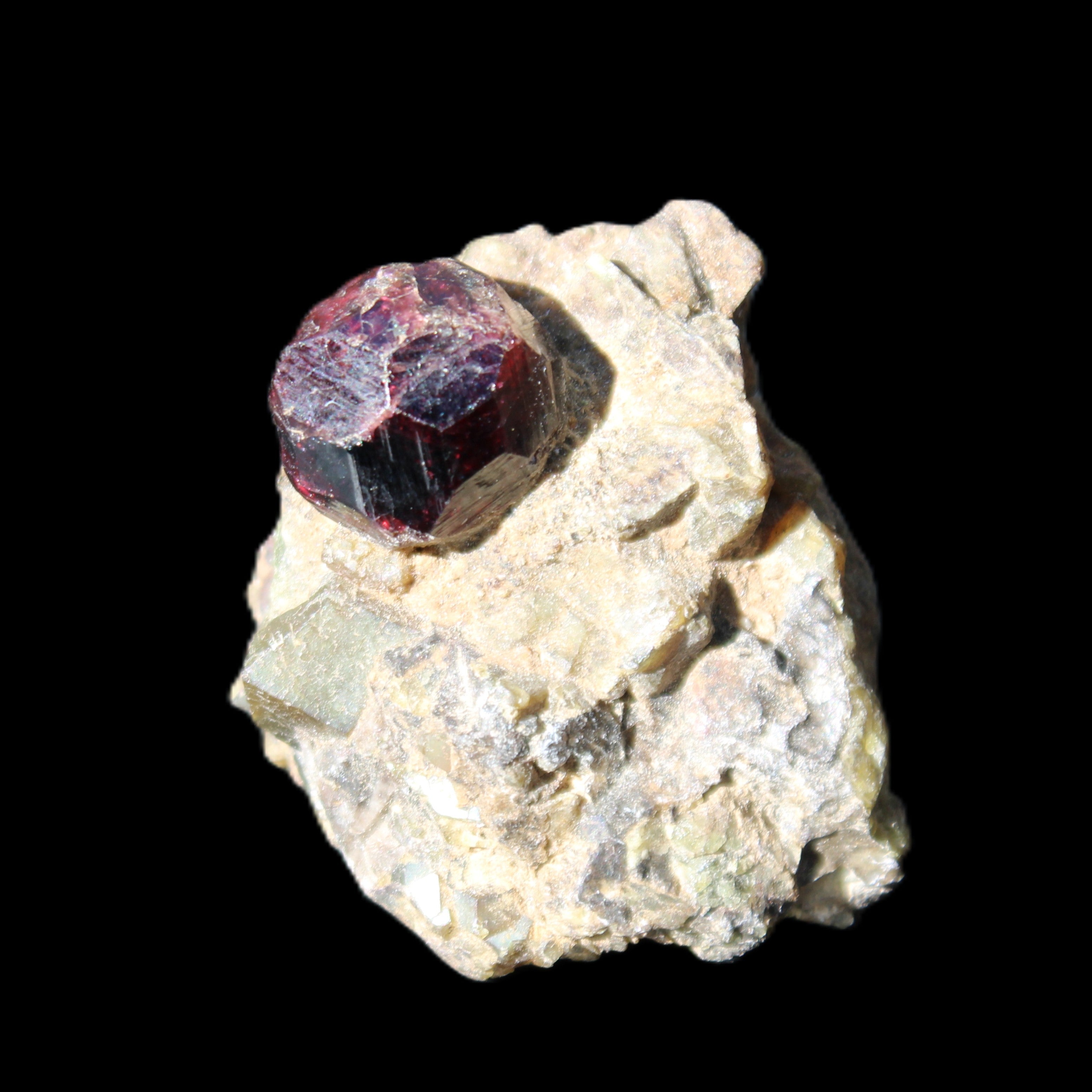 Red with Green Garnet cluster from Pakistan crystal cluster 45*38*45mm 97g in sunlight - Rocks and Things Store