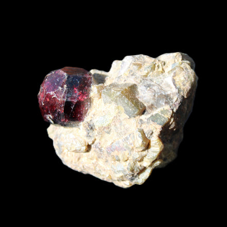 Red with Green Garnet cluster from Pakistan crystal cluster 45*38*45mm 97g in sunlight - Rocks and Things Store