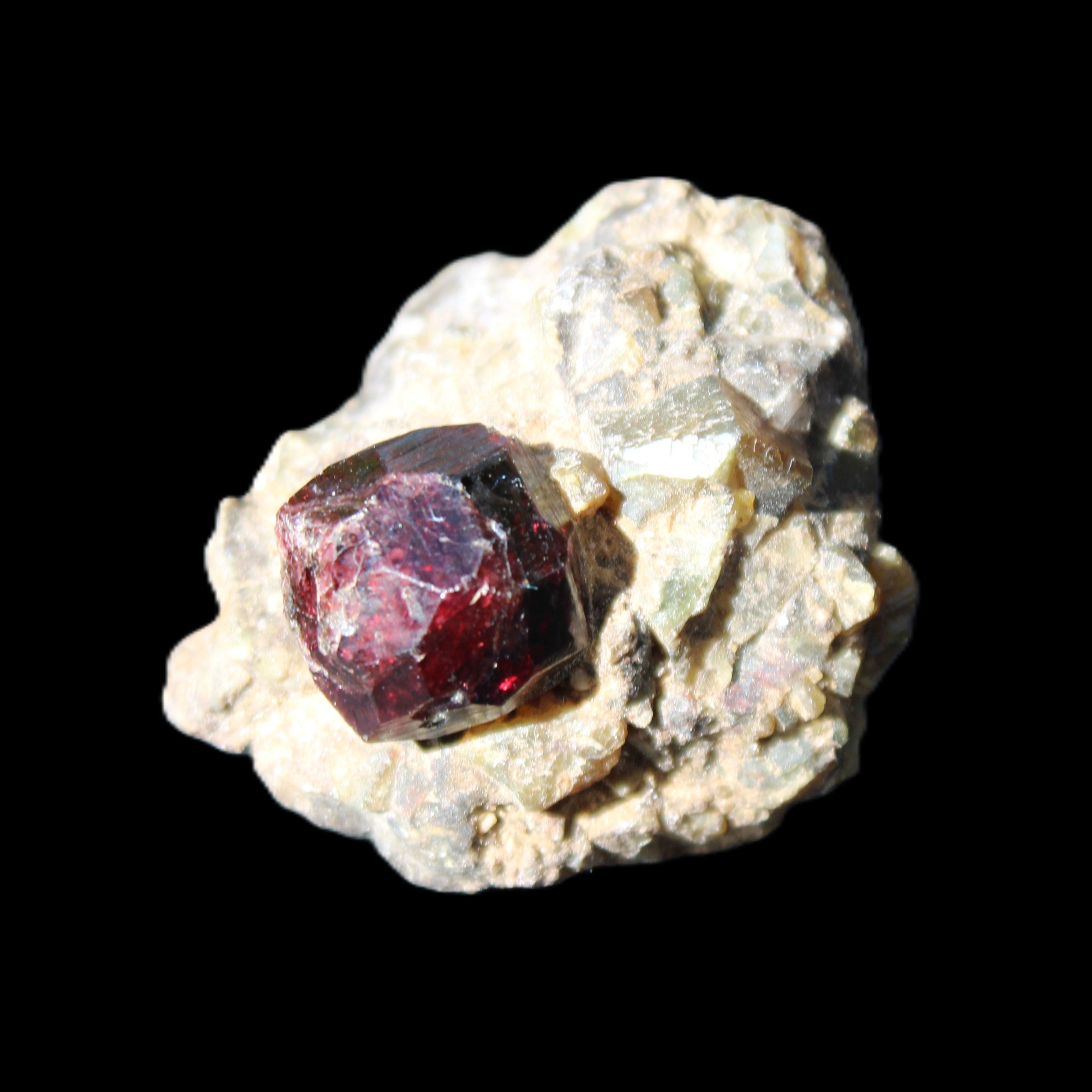 Red with Green Garnet cluster from Pakistan crystal cluster 45*38*45mm 97g in sunlight - Rocks and Things Store