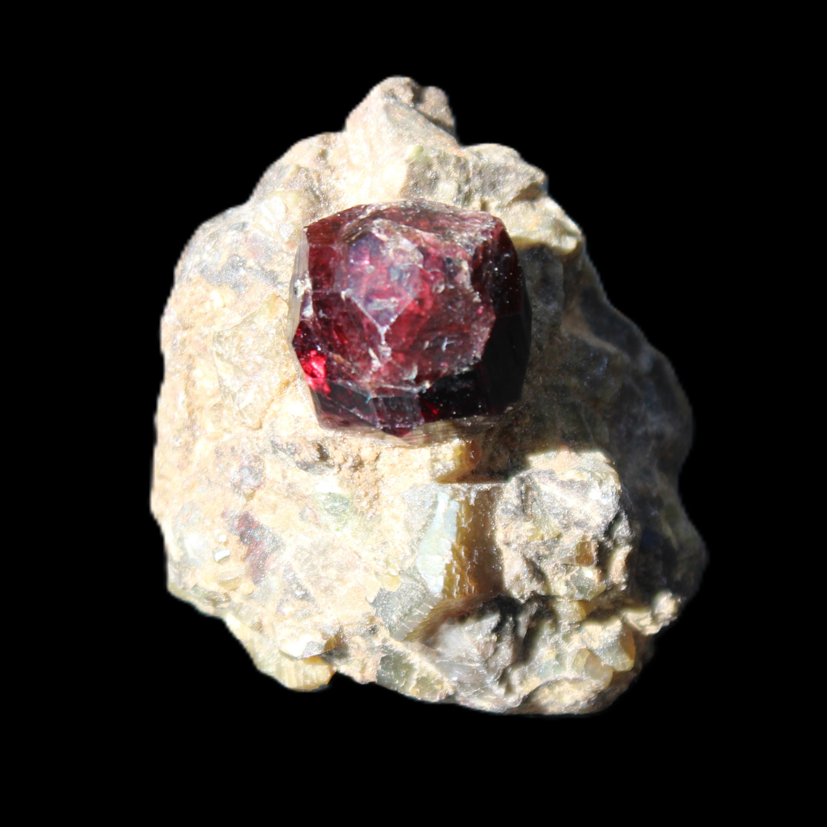 Red with Green Garnet cluster from Pakistan crystal cluster 45*38*45mm 97g in sunlight - Rocks and Things Store