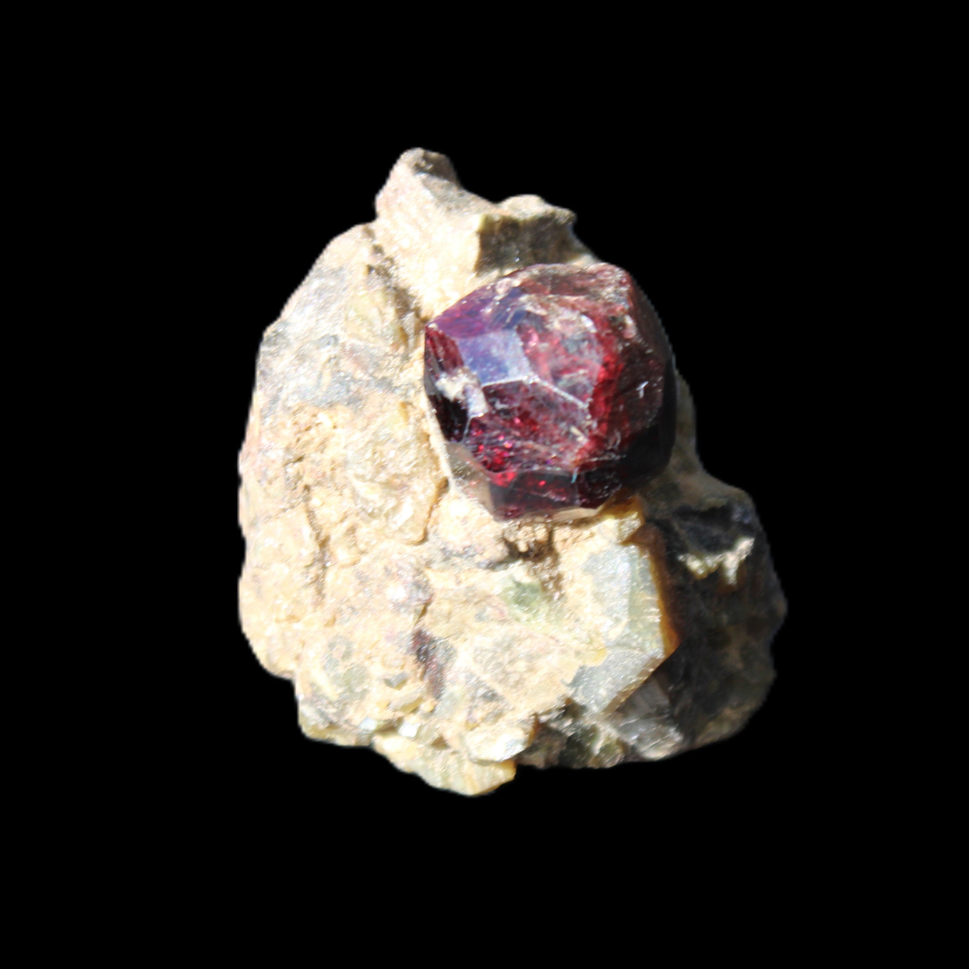 Red with Green Garnet cluster from Pakistan crystal cluster 45*38*45mm 97g in sunlight - Rocks and Things Store