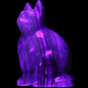 Afghan Jade hand-carved Cat 80*46*103mm 540g in UV light - Rocks and Things Store