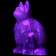 Afghan Jade hand-carved Cat 80*46*103mm 540g in UV light - Rocks and Things Store