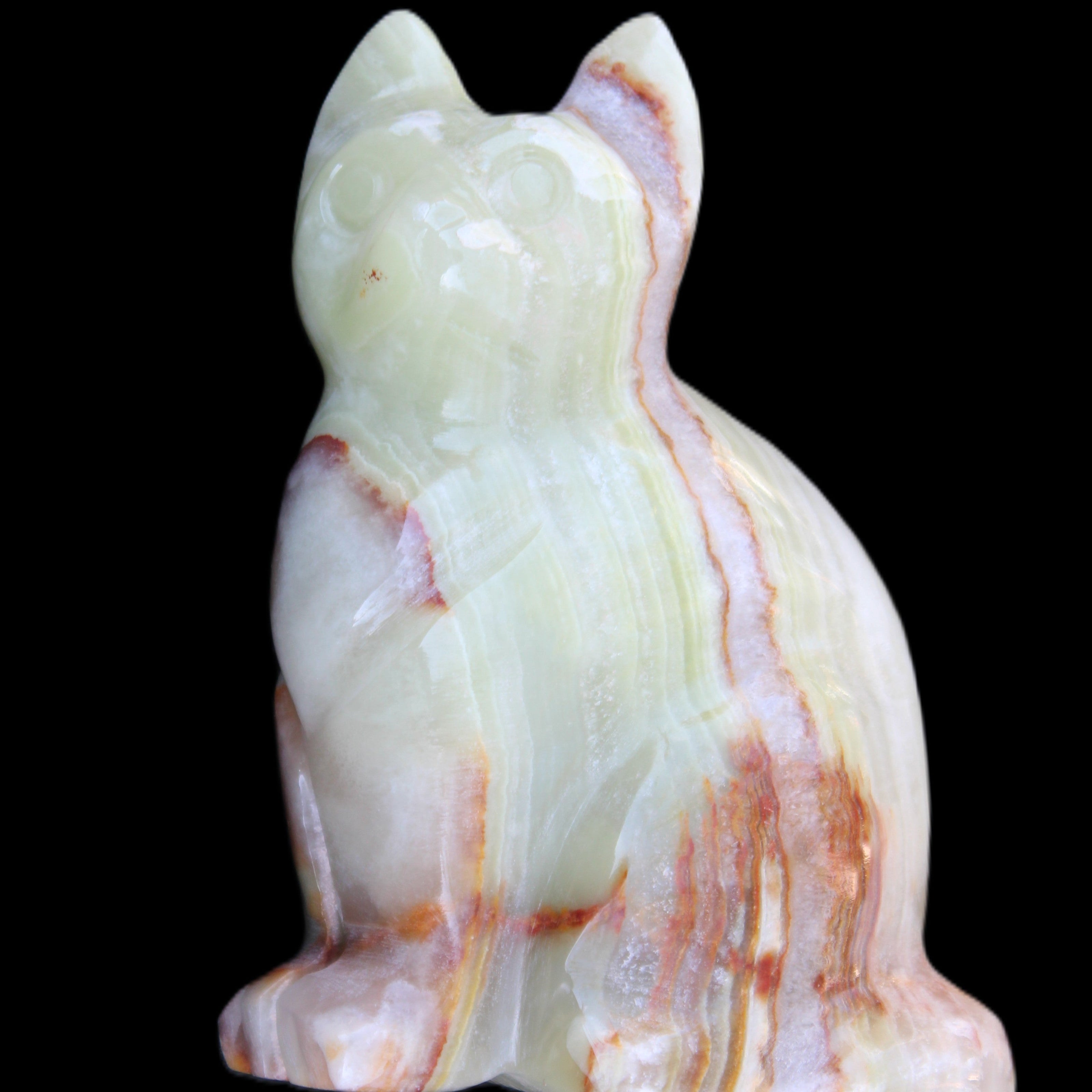 Afghan Jade hand-carved Cat 80*46*103mm 540g in sunlight - Rocks and Things Store