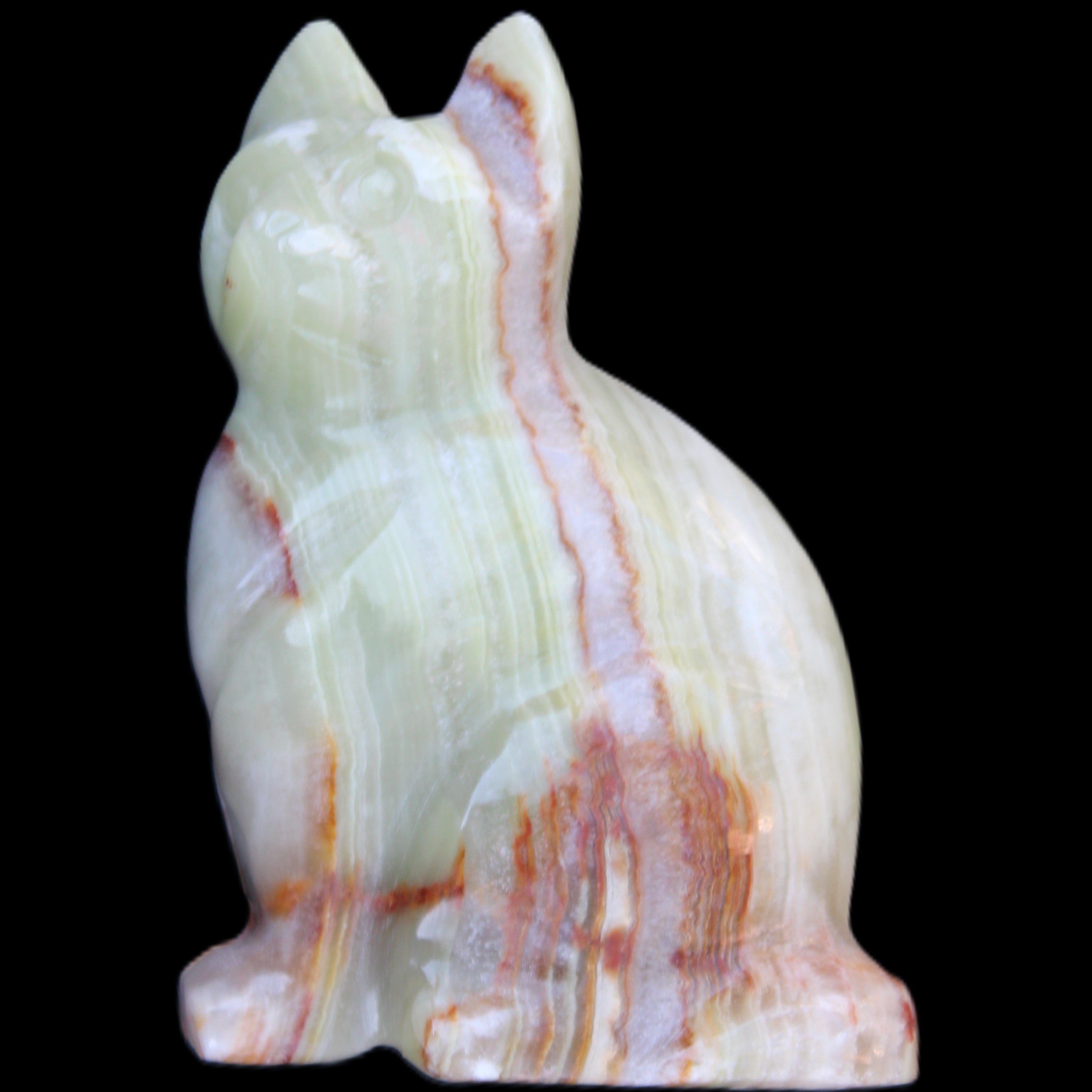 Afghan Jade hand-carved Cat 80*46*103mm 540g in sunlight - Rocks and Things Store