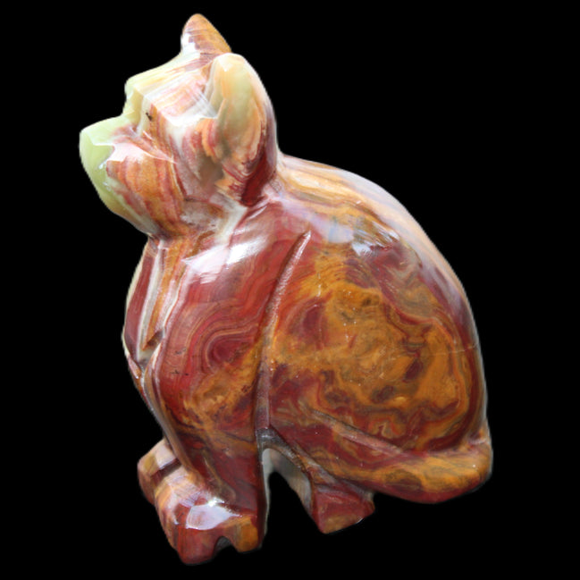 Afghan Jade hand-carved Cat 70*38*100mm 416g in sunlight - Rocks and Things Store