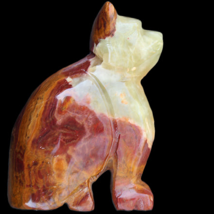 Afghan Jade hand-carved Cat 70*38*100mm 416g in sunlight - Rocks and Things Store