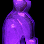 Afghan Jade hand-carved Cat 66*35*98mm 385g in UV light - Rocks and Things Store