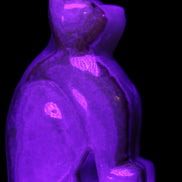 Afghan Jade hand-carved Cat 66*35*98mm 385g in UV light - Rocks and Things Store