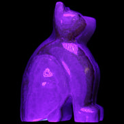 Afghan Jade hand-carved Cat 66*35*98mm 385g in UV light - Rocks and Things Store