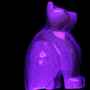Afghan Jade hand-carved Cat 66*35*98mm 385g in UV light - Rocks and Things Store