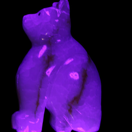 Afghan Jade hand-carved Cat 66*35*98mm 385g in UV light - Rocks and Things Store